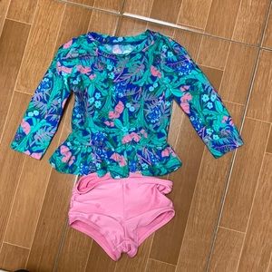 Cat & Jack floral print girls size 18m 2 piece rash guard.